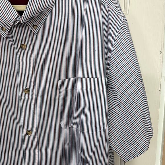 King Size Brand Mens Shirt Button Down Short Sleeve Size 3XL Big Striped Pocket - Picture 5 of 8